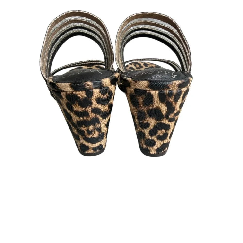 Impo 7.5 M Brown Leopard Print Stretch Memory Foam Noreen Wedge Sandals Boho Y2K